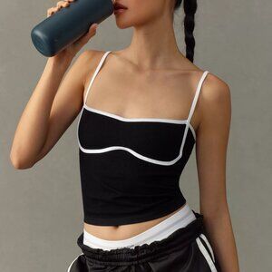 Anthropologie Seamless Piped Trim Bralette - Black Onyx